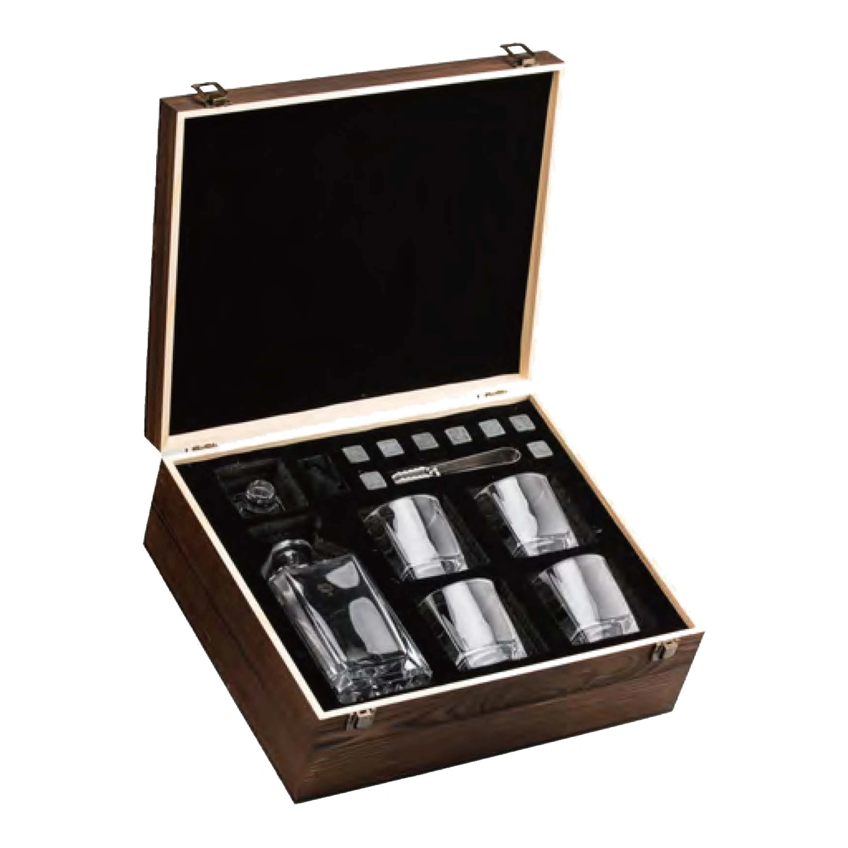Compartmented whiskey set