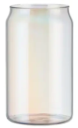 Iridescent can-shaped glass