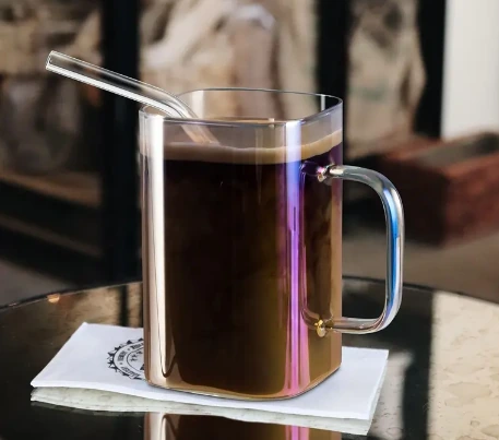Iridescent handled glass