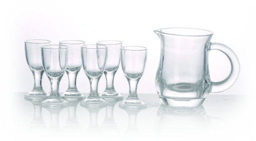 Footed-glass serving set