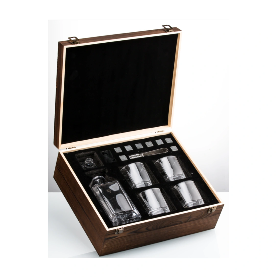 Compartmented whiskey set