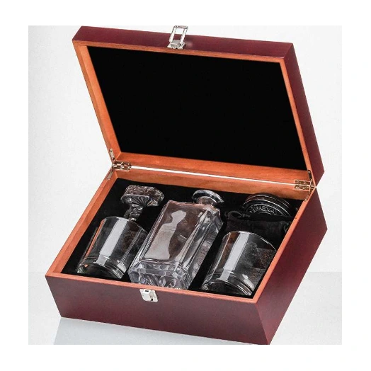 Dark-finish decanter gift set