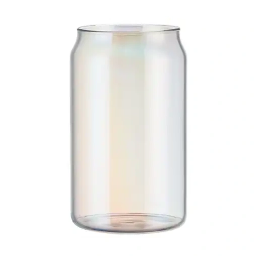 Iridescent can-shaped glass