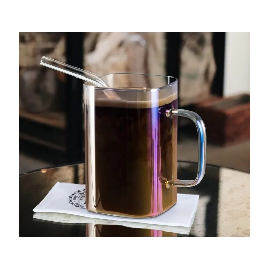 Iridescent handled glass